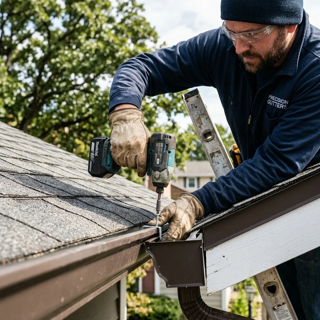 Seamless gutter installation on New Jersey home